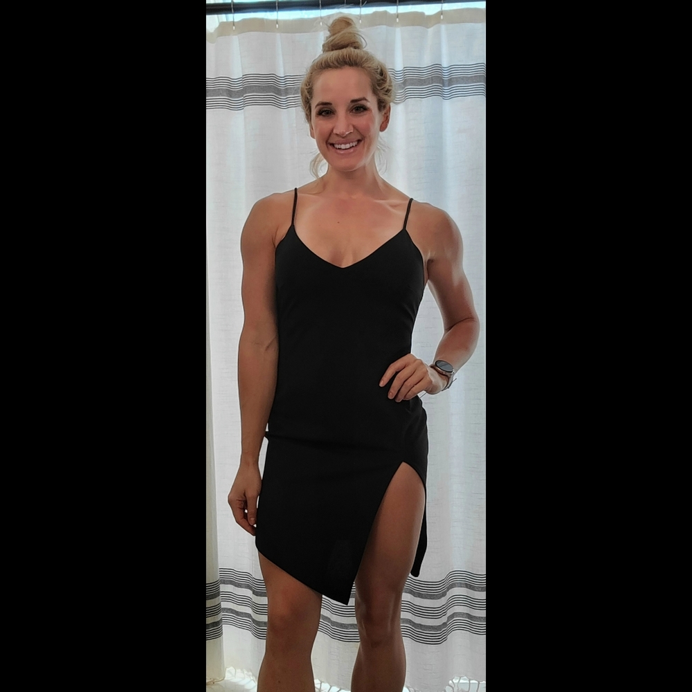 Black high slit dress